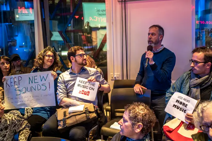 Music fans showed up at the Greene Space to protest WNYC's decision to end New Sounds.